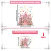 Pegatina de Ventana de Hada Castillo Rosa Soñador D23056 para Decoración de Puerta de Vidrio, Pegatina de Vidrio de Adhesión Estática, Visible por Ambos Lados
