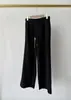 Tecido luxuoso - cintura alta, corte tridimensional, mistura de caxemira e seda de amoreira, calça casual de corte reto com cordão trançado
