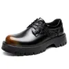 Zapatos transfronterizos talla grande 48, colección versátil de otoño, con cordones para hombre, bloques de color, diseño de puntera gruesa, zapatos Derby casuales de suela gruesa estilo británico