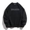 Moletom Crewneck da Marca Trendy com Borda Crua Desgastada, Estilo Primavera, Estampa de Letras Americanas Resistente, Jaqueta Unissex de Caimento Solto