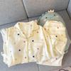 Pantalones de manga larga para mujer, pijama, nuevo color de primavera, puntos de grafiti, estilo popular en línea, traje de ropa para el hogar, foto real, venta al por mayor