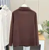 100kg Hermana Gordita Otoño e Invierno Nueva Casual Temperamento Cuello Semi Alto Color Sólido Manga Larga Camiseta Básica Talla Grande Ropa Interior 9003
