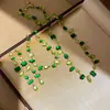 Set de Collar, Pendientes y Pulsera de Zirconia de Colores con Forma de Gota de Agua Estilo de Corte Cadena para Clavícula de Gama Alta Nicho Accesorios de Collar Versátiles para Mujeres