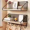 Prateleira de parede sem furos, perfeita para quartos de estudantes, armazenamento de cabeceira e organização de dormitórios; cesta de parede, prateleira de armazenamento para quarto