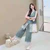 Verão 2026 Nova Moda Casual Patchwork de Renda Design Retrô Bordado Emagrecedor Amigo da Pele Conjunto de Jeans