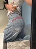 Jeans de Cintura Alta Estrechos de Pierna Ancha para Mujer, Nuevos Populares Primavera 2026 de Color Claro con Diseño Bordado Pantalones Rectos