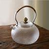Tetera de Vidrio Martillado Resistente al Calor, Apta para Estufas Eléctricas de Cerámica, con Asa de Cobre Trenzada con Cuerda de Cáñamo, Juego de Té