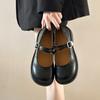 Sapatos femininos de couro com plataforma e bico redondo, novos, primavera e verão, 2025, estilo francês, retrô, estilo britânico, japonês, JK, sapatos Mary Jane