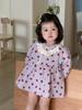 Vestido de Niña 2026 Otoño Nuevo Estilo con Cuello de Encaje de Lunares Estilo Coreano Ropa para Niños Vestido de Princesa Otoño para Bebé Moderno
