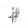 Tachuela para Cartílago Auricular Doble Estrella F136 de Aleación de Titanio con Incrustación de Circonita, Tornillo Interno de Titanio G23 Labret para Piercing Corporal