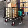 Carretilla de mano para uso doméstico, portátil y plegable, con barandilla para recoger paquetes, plataforma plana de mano