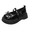 Comércio exterior transfronteiriço sapatos de couro pequenos de bico redondo e sola grossa para mulheres 2025 nova primavera laço boca rasa francesa sapatos Mary Jane