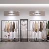 Estante de exhibición de tienda de ropa, estante de almacenamiento negro para colgar ropa, estante de exhibición simple para tienda de ropa para hombres y mujeres, estante para colgar en el piso