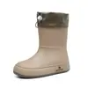 Nuevas botas de lluvia para mujer en tubo zapatos de goma usar antideslizante botas de agua suela gruesa zapatos de agua forro polar tubo corto cierre botas de lluvia transfronterizo