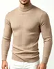 Suéter de Punto Rayado para Hombre, Camiseta Base Elástica de Cuello Alto Parcial, Suéter de Punto de Color Sólido Europeo y Americano de Amazon para Hombre