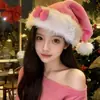 Atmósfera Navideña Sombrero Navideño Rosa de Peluche Vestido Festivo Accesorios para Fotos Tocado Sombrero Cálido de Otoño e Invierno para Mujer