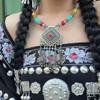 Colar Sino Franja Colorido Contas Sobrancelha Pingente Acessórios de Viagem Yunnan Mulheres Étnico Retro Xizang