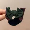 Elástico de Cabelo Color Block com Laço Outono/Inverno para Meninas Pequenas Doce Versátil Não Danifica o Cabelo Elegante Anel de Cabelo