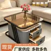 Sala de estar, uso doméstico, nuevo modelo 2026, mesa de centro pequeña, minimalista, lujo ligero, alta gama, mesa de café plegable de estilo italiano simple con tapa de losa de roca