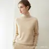 Suéter de cachemira 100% de punto plano clásico de color liso, cuello alto, 12 puntos, para venta al por mayor