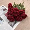 Flor Artificial nueve cabezas diamante rosa mango rayo fondo haz decoración del hogar camino plomo rizado conjunto pared de flores boda Exterior