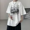 Camiseta masculina de verão estilo americano, de manga curta, com design único, estilo nicho e moderno, e tecido versátil e de gramatura pesada. Roupa masculina lisa estilo Hong Kong de uma marca badalada