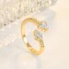 Anillo de corazón de circonita con incrustaciones de diamantes estilo coreano para mujer Anillo abierto de circonita en forma de corazón de oro rosa Anillo joyería de moda de lujo ligero