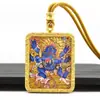 Colgante de Thangka Dorado Pintado a Mano, Dios Negro de la Riqueza, Colgante de Collar de Thangka Amarillo del Dios de la Riqueza, Thangka Dorado de Xizang al por Mayor