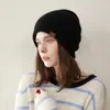 Gorro de Cachemira para Mujer 100% Cachemira Pura Versátil Casual Simple Moda Color Sólido Tejido Gorro Térmico