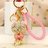 Llavero de gato de la suerte con incrustaciones de diamantes para coche para mujer, lindo, creativo, exquisito colgante para bolso, llavero, regalo de comercio exterior al por mayor