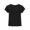 Playera de Manga Corta de Seda Brillante con Diamantes Calientes para Mujer 2024 Verano Nuevo Ropa Americana Sexy Adelgazante de Cintura Top Versátil