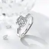 Anillo ajustable de boca suelta apilado Ángel 50 imitación diamante circonita Anillo de boda de cabeza de vaca de 1 quilate seis garras para mujer