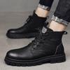 Botas para Hombre 2025 Media Caña para Hombre Nuevas Zapatos de Moda para Hombre Estilo Británico Ropa de Trabajo Botas de Cuero para Hombre Zapatos de Cuero de Caña Alta para Hombre Verano