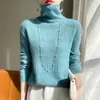 Suéter Gola Alta Vazada Empilhada 100% Lã Feminino Outono e Inverno Novo Slim-Fit Versátil para Usar com Casacos
