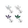 Titanio G23 Zirconia de Tres Garras Labret Roscado Interno Barra Recta Stud de Fondo Plano Joyería para Oreja F136 Stud para Hélice de la Oreja Stud Geométrico Simple para Oreja