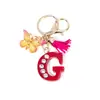 Llavero de Borla de Mariposa con Pedrería Transfronterizo con 26 Opciones de Letras, Colgante de Resina para Bolso, Accesorio de Regalo para Mejores Amigas