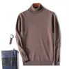 Suéter de punto de lana para hombre de otoño e invierno, cuello alto, suéter de lana casual de cuello semi-alto, suéter básico de cuello redondo para venta al por mayor