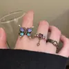 Serie Oscura~Anillo Abierto de Mariposa y Girasol para Mujer, Nicho Retro, Moda, Anillo para Dedo Índice, Anillo Personalizado Único