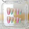 Uñas Artesanales Almendradas con Lentejuelas Arcoíris, Parches de Uñas Coloridos y Atmosféricos, 10 Piezas de Parches de Manicura Ojo de Gato Codificados