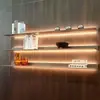 Estante de Almacenamiento Iluminado de Acero Inoxidable Plateado Cepillado con Estantes Móviles para Cocina y Baño Montado en Pared Estante de Almacenamiento para Iluminación Estantería Montada en Pared