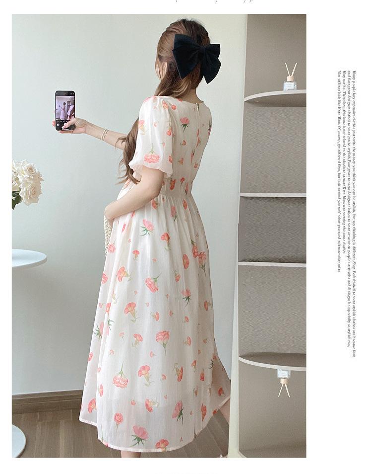 夏季新款泡泡袖孕妇连衣裙