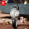 Oris Olevs Reloj Pequeño Marrón de Segunda Mano Esfera Pequeña Redonda Compacto Correa Simple Retro Cuarzo Reloj para Mujer