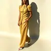 2026 Comércio Exterior Transfronteiriço Europeu e Americano Nova Roupa Feminina Elegante Moda Cor Sólida Cintura Marcada Manga Curta Calça Longa Conjunto de Duas Peças