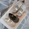 Sandalias para Niña Zapatos Mary Jane de Piel 2026 Primavera y Verano Nuevos Elegantes Zapatos Plateados de Princesa Zapatos de Cristal para Niñas Pequeñas