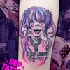 Tatuagem Adesiva Diablo Feminina À Prova D'água Duradoura Europeia e Americana Violência Lori ins Desenho Animado Fofo Flor Braço Não Refletivo Anti-Han