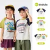 [Conjunto de Dos Piezas] Ropa Infantil Dudu Camiseta de Algodón Puro Ropa de Verano Tops de Manga Corta para Niños Ropa de Verano para Niñas