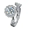 Anillo de Plata de Ley S925 de Suministro en Vivo Transfronterizo Tan Brillante Como las Estrellas 1 Quilate Lujo Accesible Moda Nicho Anillo de Moissanita