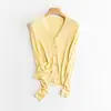 Cardigan de punto fino de seda de morera a rayas de color liso estilo francés, cuello en V, manga larga, corte ajustado, adelgazante, para ir al trabajo, primavera y verano, para mujer