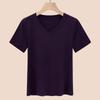 Camiseta Base com Decote V de Lã Lyocell Tencel Feminina Manga Curta Feminina 2026 Top de Verão 1688 Cor Lisa Estilo Básico