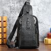 Bolso para Hombre con Patrón de Cocodrilo Cuero Genuino Bolso de Pecho Gran Capacidad Primera Capa Piel de Vaca Un Hombro Cruzado Bolso para Hombre Venta al por Mayor Viajero Nuevo Estilo